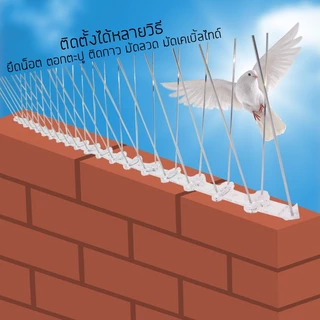 หนามกันนก10ชุด 48ขา PLUS+​ (เข็มแน่นมาก) ไล่นก​ ฐานสแตนเลส 50cm. สำหรับ บ้าน คอนโด อาคาร หนามไล่นก