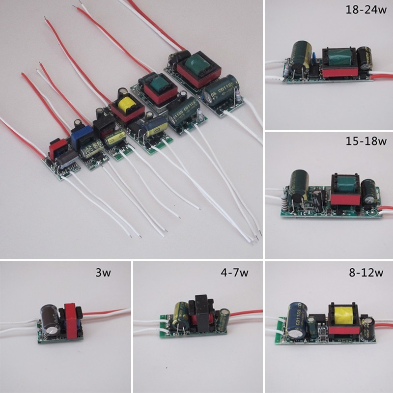 อะเเดปเตอร์ไดร์เวอร์ อะแดปเตอร์แปลงไฟ AC-DC LED สำหรับโคมไฟ LED (3W/4-7W/8-12W/15-18W/18-24W) 1 ชิ้น