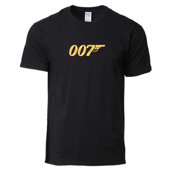 007 James Bond Gold Vinyl Tshirt Godzilla Tee Unisex / Men Tee Action & Adventure เสื้อยืด Menswear