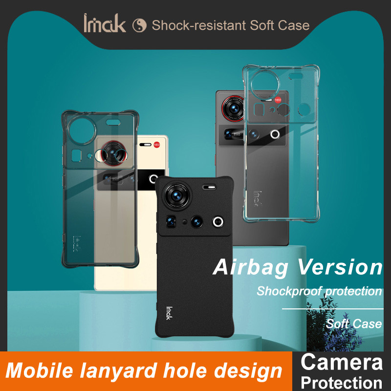 Imak for ZTE Nubia Z70S Ultra 5G ปลอกกันกระแทก Clear Soft TPU กรณีถุงลมนิรภัย Matte สีดําซิลิโคนปกหลัง