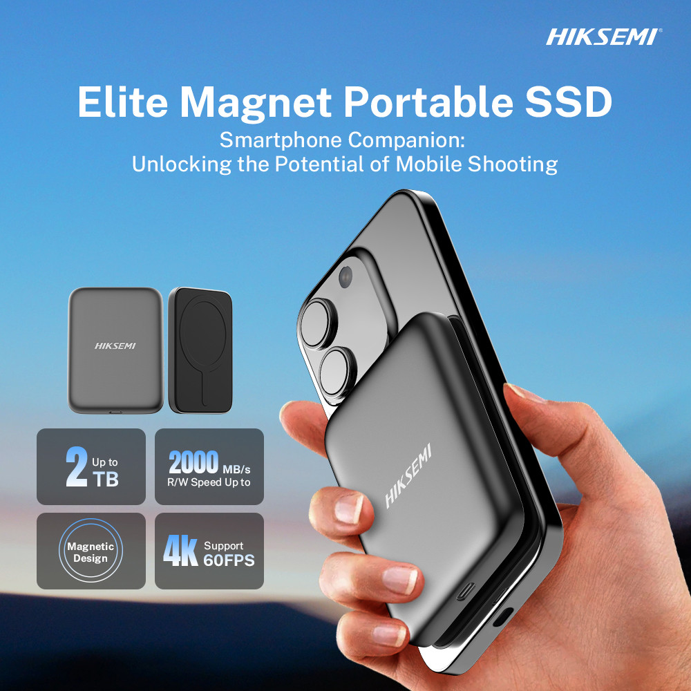 ส่งด่วน PORTABLE SSD HIKSEMI ELITE MAGNET 1TB / 2TB External SSD รุ่นแม่เหล็กติดโทรศัพท์