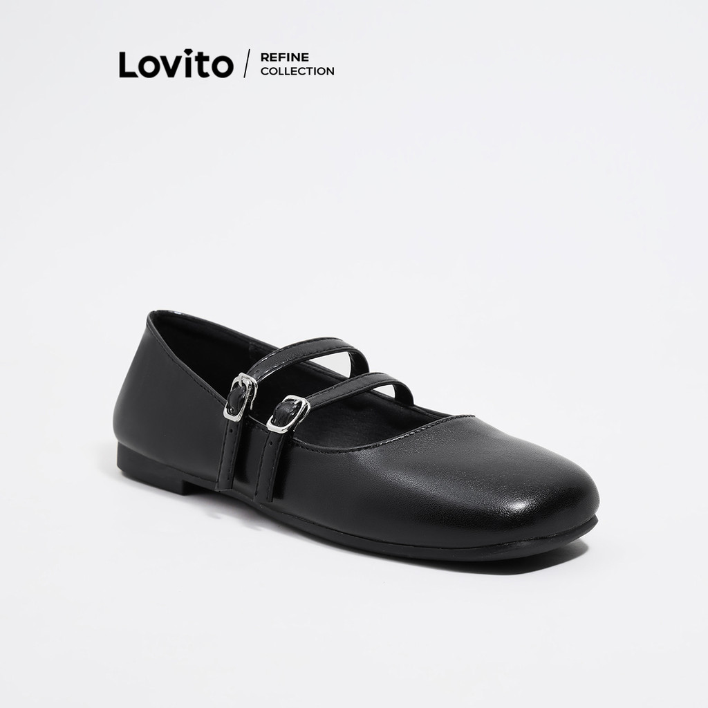 (Lovito Refine) บัลเล่ต์แบบสบาย ๆ ธรรมดาเบาและนุ่มบัลเล่ต์แบนสำหรับผู้หญิง LFA40377