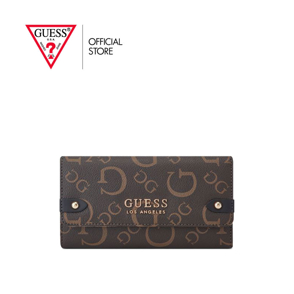 GUESS กระเป๋า รุ่น HG939951 DELPHINA SLG SLIM CLUTCH BROWN สีน้ำตาล