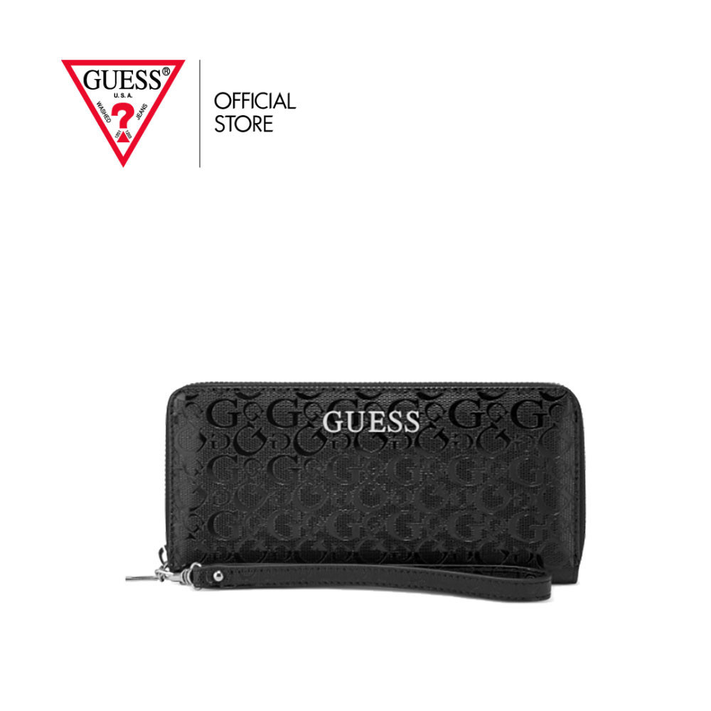 GUESS กระเป๋าสตางค์ผู้หญิง รุ่น F9455146 ABBAS SLG LARGE ZIP AROUND สีดำ