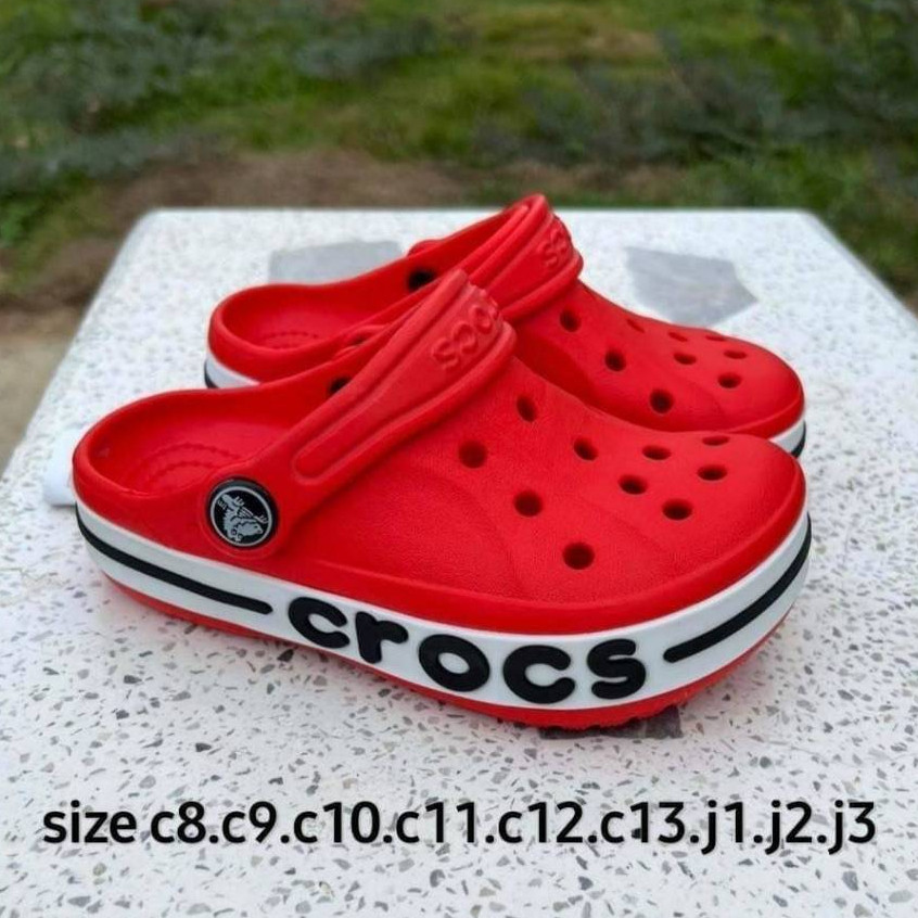 Crocs BayaBand Kid's Clog รองเท้าแตะหัวโต สวมรัดส้น Size C8-J3(24-35) 4 Color(Red-Grey-Pink-Mint)
