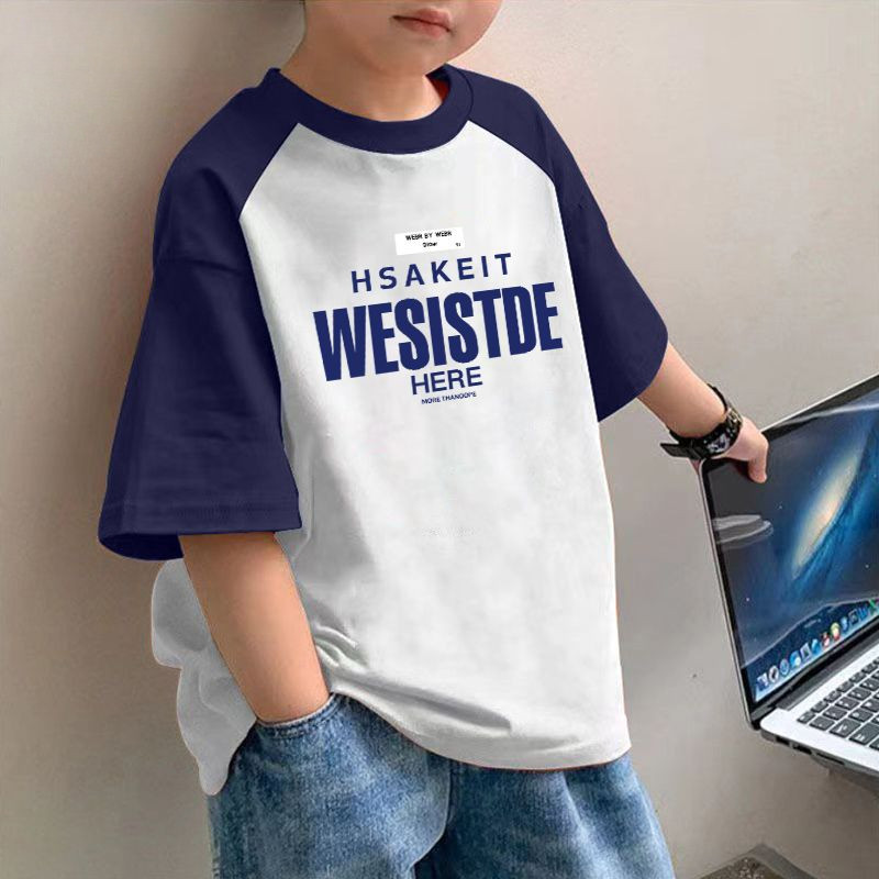 Kid เสื้อยืด(ผ้าฝ้าย 100%) 15-50 กก.รอบคอบางฤดูร้อนเสื้อแขนสั้นตัวอักษรพิมพ์ T เสื้อแฟชั่นเสื้อผ้าเด็กผู้หญิง