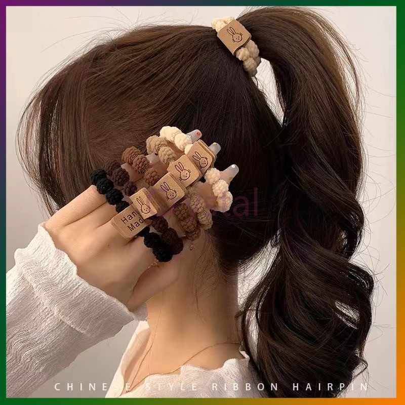 Crystal ยางเส้นใหญ่มัดแน่น ยางรัดผเกาหลี หนังยางมัดผมเส้นใหญ่แบบถัก มัดเน้นไม่กินผม