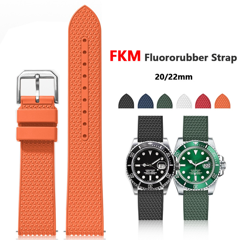 Fkm สาย 20 มม.22 มม.กันน้ํา Fluoro ยาง Quick Release สายนาฬิกาสําหรับ Omega Seiko สําหรับ Rolex Water Ghost สร้อยข้อมืออุปกรณ์เสริม