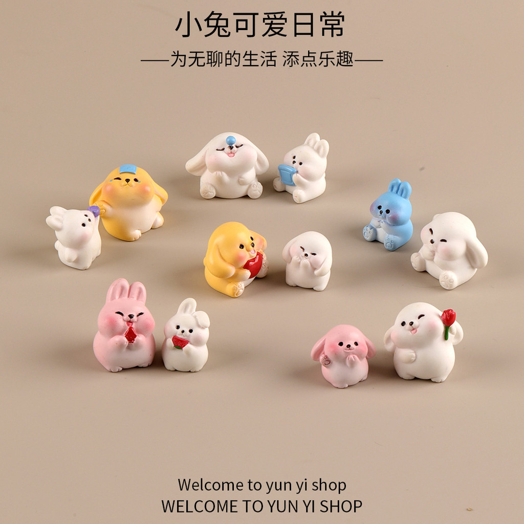 12 ชิ้นกระต่ายครอบครัว 3D เรซิ่น Charms สําหรับ DIY (C-4)
