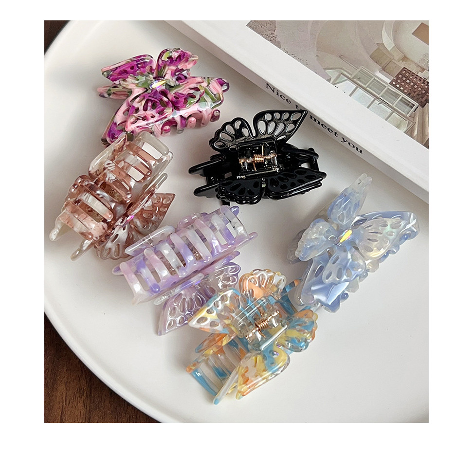 กิ๊บติดผมสุภาพสตรี กิ๊บติดผมผีเสื้อคู่กลวงความรู้สึกคลิปฉลามเครื่องประดับผม - รูปที่ 2