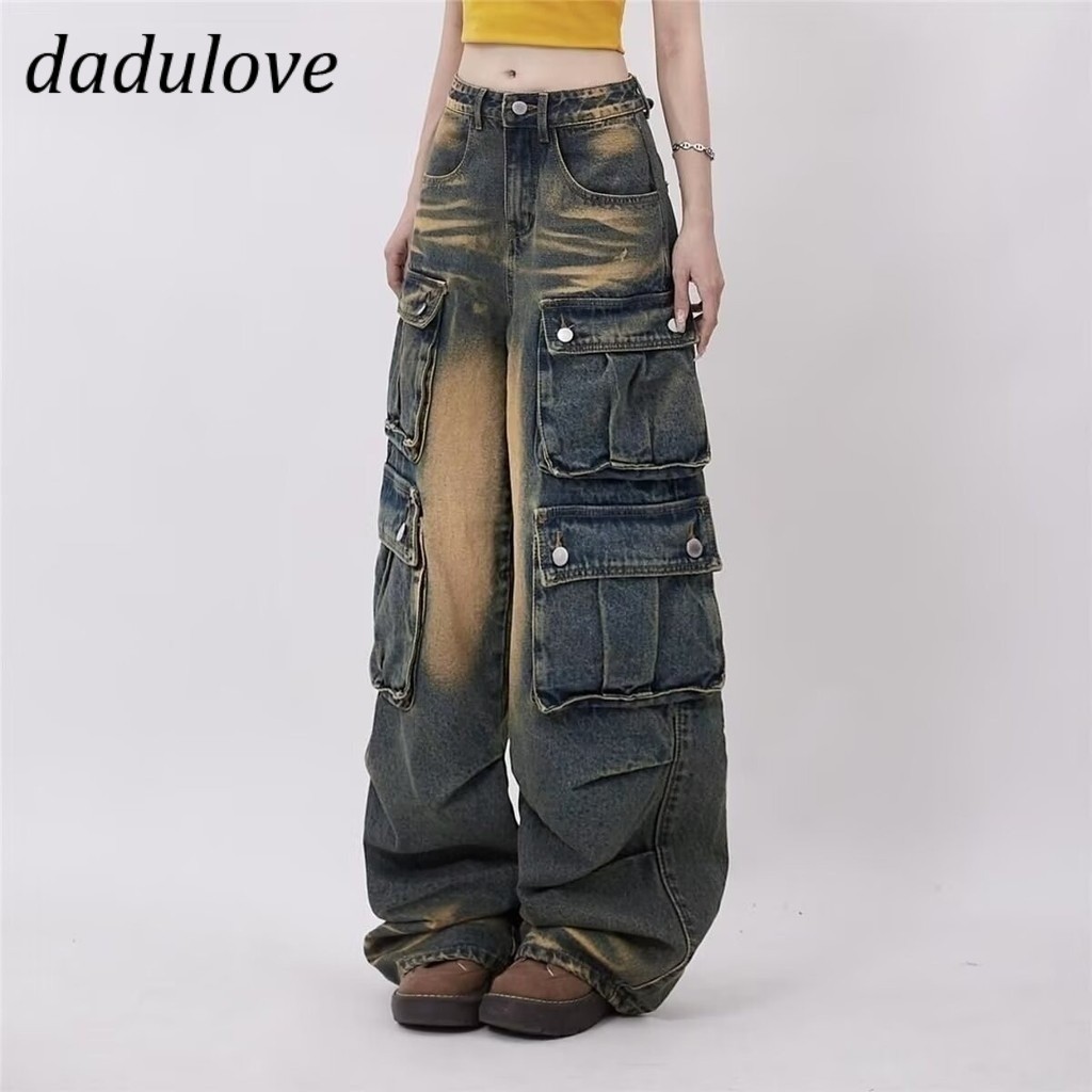 DaDulove💕 New American Style Ins High Street Hip Hop Jeans Niche High Waist Loose Wide Leg Pants plus Size Trousers