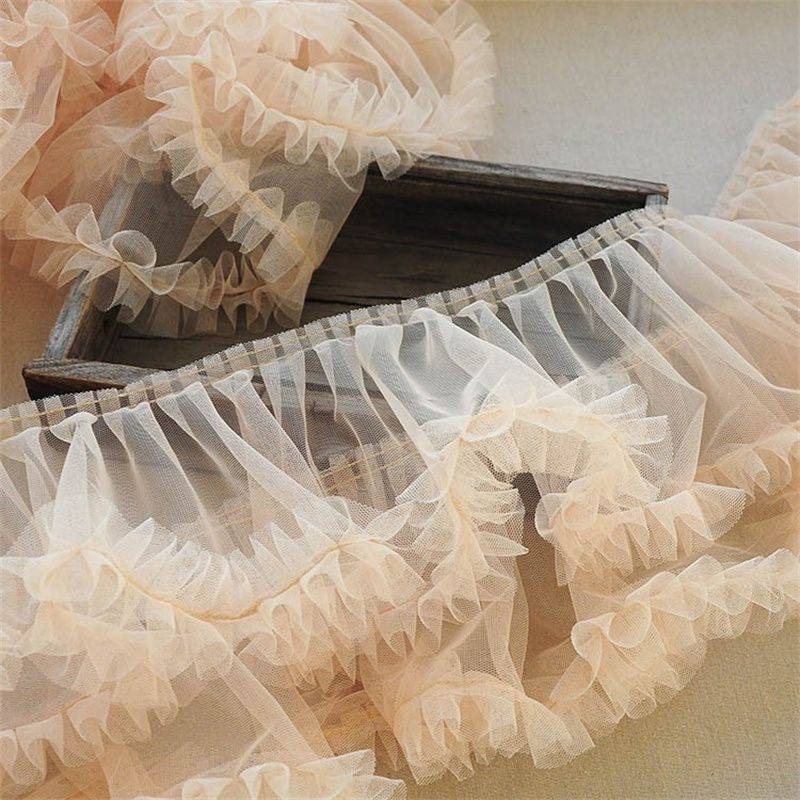 1m*15 ซม.ตาข่ายสามมิติลูกไม้กระโปรง Pompadour เจ้าหญิงชุดเด็กผ้าม่านผ้า diy ตกแต่ง