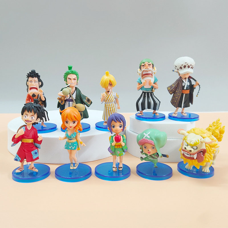 10 ชิ้น/เซ็ต 5 ซม.-9 ซม.One Piece อะนิเมะรูป Luffy Sanji Nami Zoro Chopper Frank Robin PVC Action Figure ตุ๊กตาเด็กของขวัญของเล่น