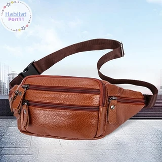 Habitatport ความจุขนาดใหญ่กันน้ําหนังแท้ผู้ชายกระเป๋าคาดเอว Cowhide ซิปเว็บไซต์คนงานกระเป๋าเดินทางโทรศัพท์เพื่อการพักผ่อน th