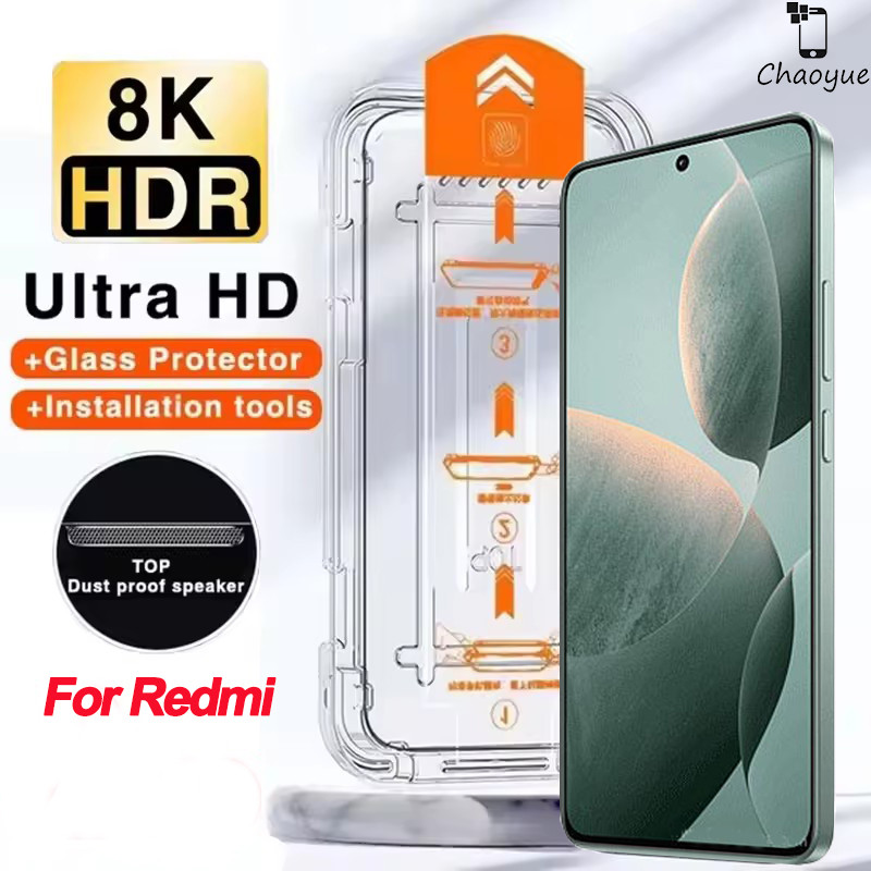 ติดตั้งง่าย แบบเต็มจอ กระจกนิรภัยกันรอยหน้าจอ กันฝุ่น สําหรับ Xiaomi Redmi 13C 12C 10A 9 9C K70 K70E