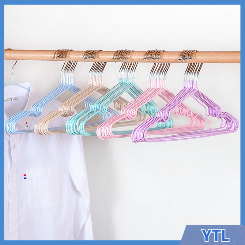 ไม้แขวนเสื้อผ้า (1แพ็ค 10 ชิ้น) ไม้แขวนเสื้อสแตน ป้องกันการลื่นไถล ไม้แขวน เสื้อผ้า
