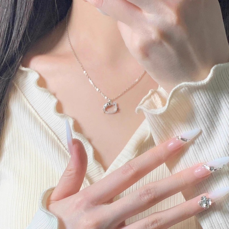 Roselife S925 เงิน Cyrstal ญี่ปุ่น Kitty แมวจี้สร้อยคอผู้หญิงหญิงเลือกฟรีลูกแมวคอเครื่องประดับ - รูปที่ 3