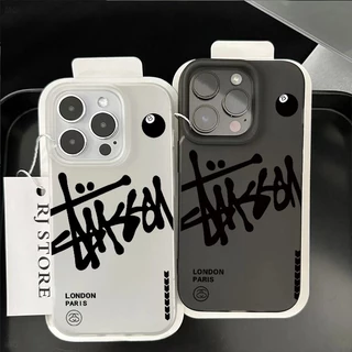 แฟชั่น ฝาครอบโทรศัพท์นุ่ม สีดำและสีขาวคว่ำตะขอ For iPhone 11 13 15 เคส ไอโฟน12 14 ProMax 7 8Plus X XR XSMaxกันกระ IP17