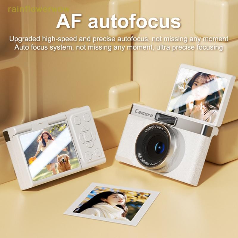 กล้องดิจิตอลC&B CCD Travel 180°Flip Screen Selfie Camara 96MP Autofocus 8X Zoom Entry-Level Kids Camara กล้องการ์ดแบบพกพา (th)