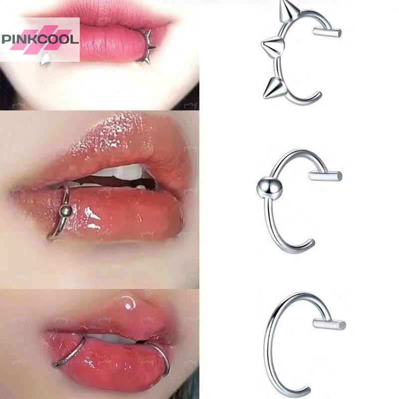 PINKCOOL 1 ชิ้นสแตนเลสแหวนจมูกปลอม Hoop Septum แหวน C คลิปแหวนริมฝีปากต่างหูปลอมเจาะจมูกผู้หญิงเครื่องประดับ Non-Pierced ร้อน