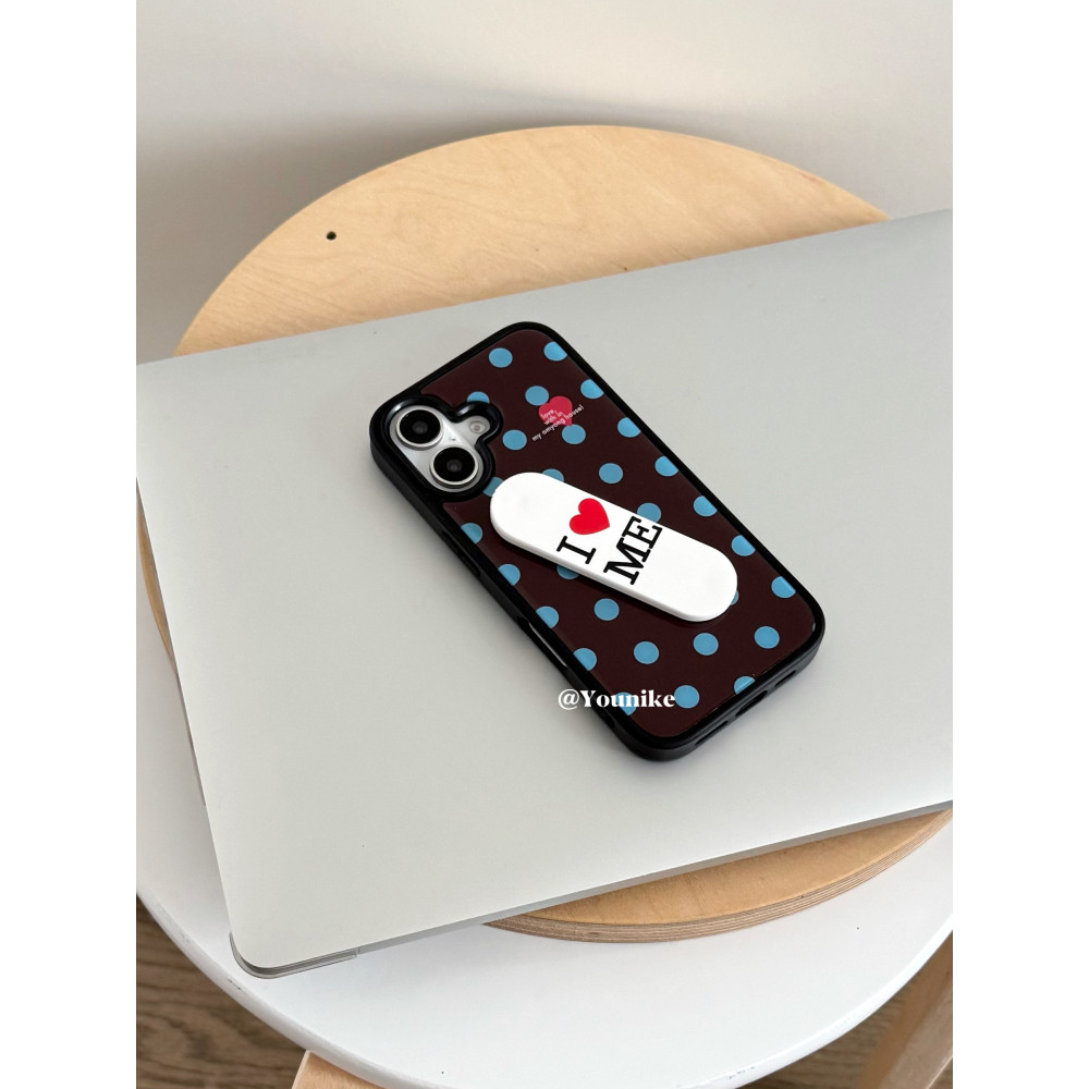 เกาหลี Ouni สไตล์เดียวกันฤดูร้อน Polka Dot Art องค์ประกอบแฟชั่น Girly Temperament เหมาะสําหรับ iphone16pro/15promax Apple 16/13/14/12/11/12promax เคสโทรศัพท์ 17promax เคสป้องกัน AIR