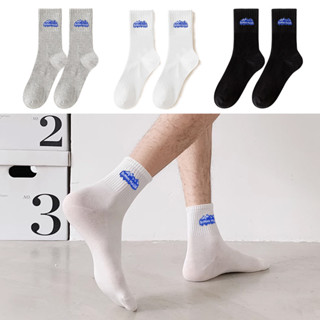 ถุงเท้าทำงาน ถุงเท้าข้อกลาง สีดํา/สีเทา/สีเบจ เนื้อผ้านุ่มสบ…