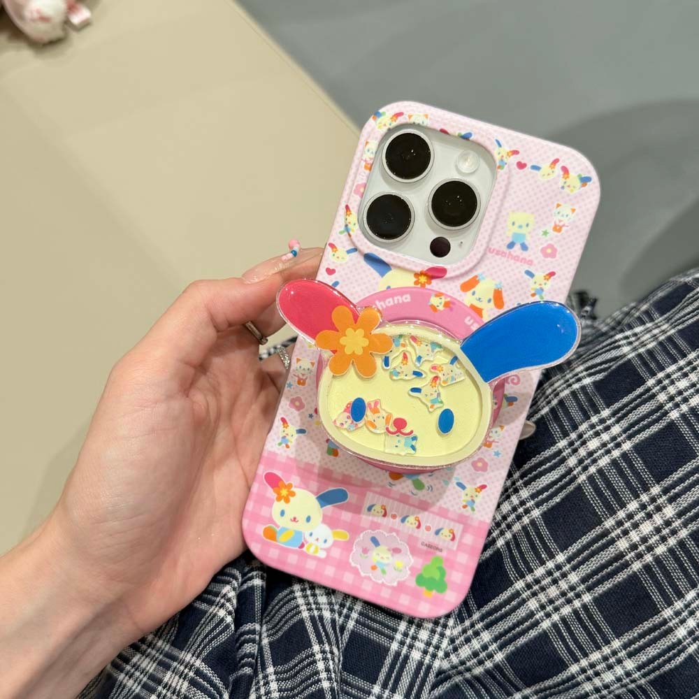 เคสโทรศัพท์ยึดแม่เหล็กกระต่ายการ์ตูนน่ารักเข้ากันได้สําหรับ iPhone 16Pro Max 15Pro Max 13 14ProMax ปกแข็ง
