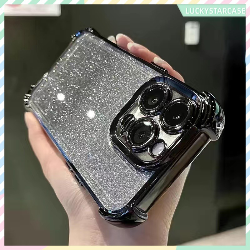 จัดส่งในพื้นที่ เคส ชุบกลิตเตอร์ หรูหรา สําหรับ Iphone 11 12 13 14 15 16 Pro max X XS XR 16 plus Pro เคสโทรศัพท์มือถือ