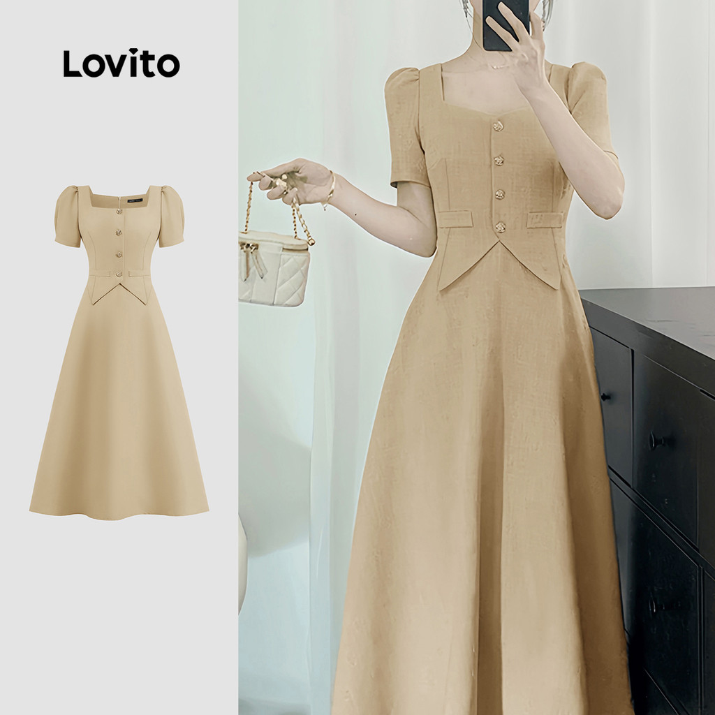 Lovito เดรส 2 in 1 ดีไซน์เรียบหรู สําหรับผู้หญิง L132ED021