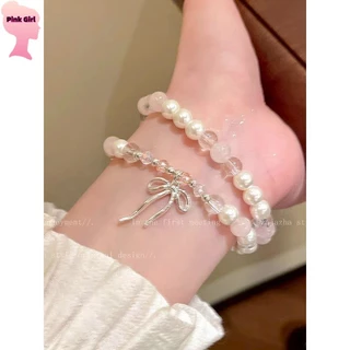 💋Pink girl💋​พร้อมส่ง กำไรข้อมือลูกปัดลายมัดย้อม สีพาสเทล ยางยืด ' BRL-6