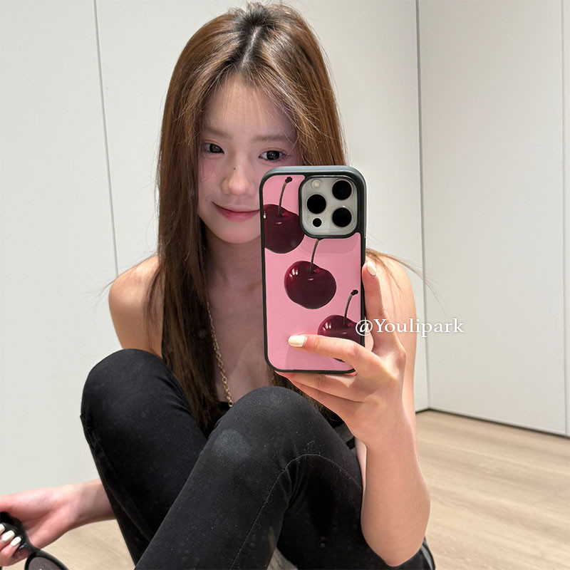 Ins Niche Fashion Simple Cherry 15 เหมาะสําหรับ 16pro Apple 16ProMax เคสโทรศัพท์ iPhone16 รวมทุกอย่าง 14 สไตล์ใหม่ 14Promax เคสป้องกัน 13 สไตล์เกาหลี iPhone17promax กันกระแทก