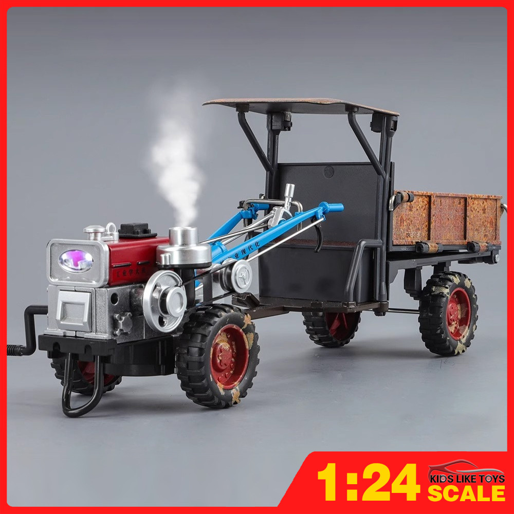 KLT 1:24 Retro Hand-Pulled รถแทรกเตอร์สเปรย์รุ่นDiecastรถโลหะผสมของเล่นคอลเลกชันของขวัญสําหรับเด็กเด็กผู้หญิง