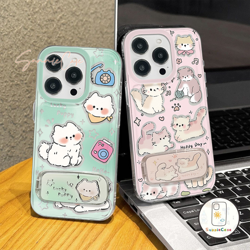 แมวน่ารัก เคสไอโฟน16 สำหรับ IPhone 16 13 15 11 12 14 Pro Max XR XS X Max 8  7 Plus SE 2020 เรียบง่ายและทันสมัย  TPU