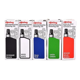 Rotring Ink 23ml สีแดงสีเขียวสีดําสีขาวฟ้าเข็มฉีดยาปากกาเติมหมึกวาด Hook Line
