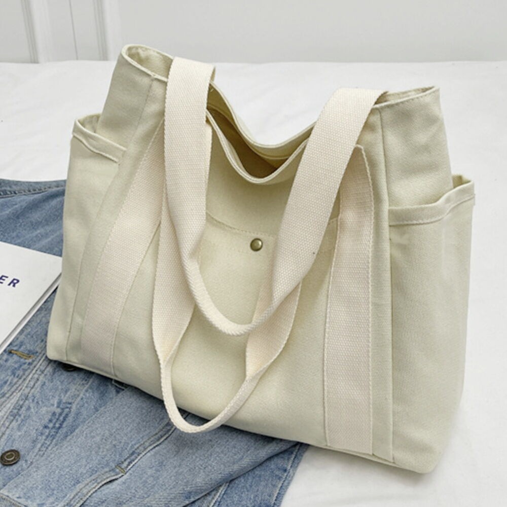 กระเป๋าถือผู้หญิง INS ของขวัญวันเกิดแฟน กระเป๋าถือ กระเป๋าผ้าใบน้ำหนักเบา มีซิป ลายพิมพ์ดอกไม้สีชมพู - รูปที่ 4