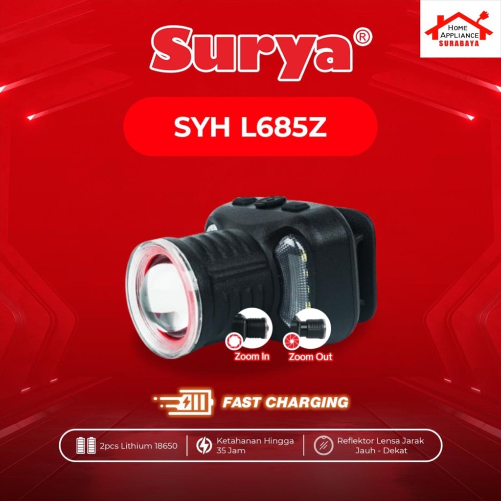 CAHAYA SURYA ไฟหน้า LED ไฟหน้า ZOOM 68W - ลิเธียม 68 วัตต์ 3.7V 6000mAh SYH L685Z / L 685 Z แสงสีขาว