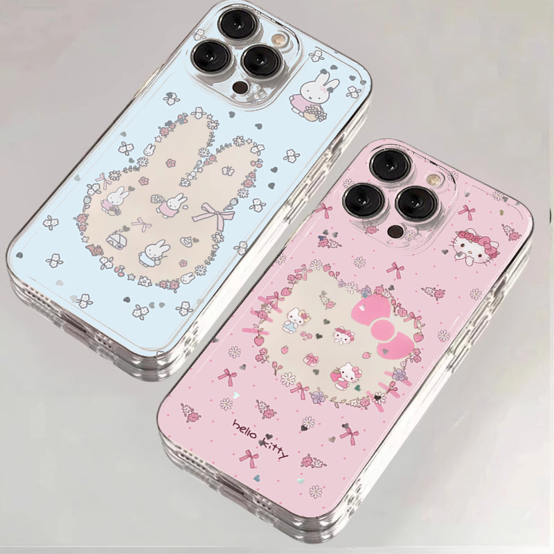 โปร่งใสเคสโทรศัพท์สําหรับ Samsung S23 FE S24 FE S25 S24 S23 S22 Plus Ultra Little ดอกไม้น่ารัก Miffy พิมพ์ฝาครอบ