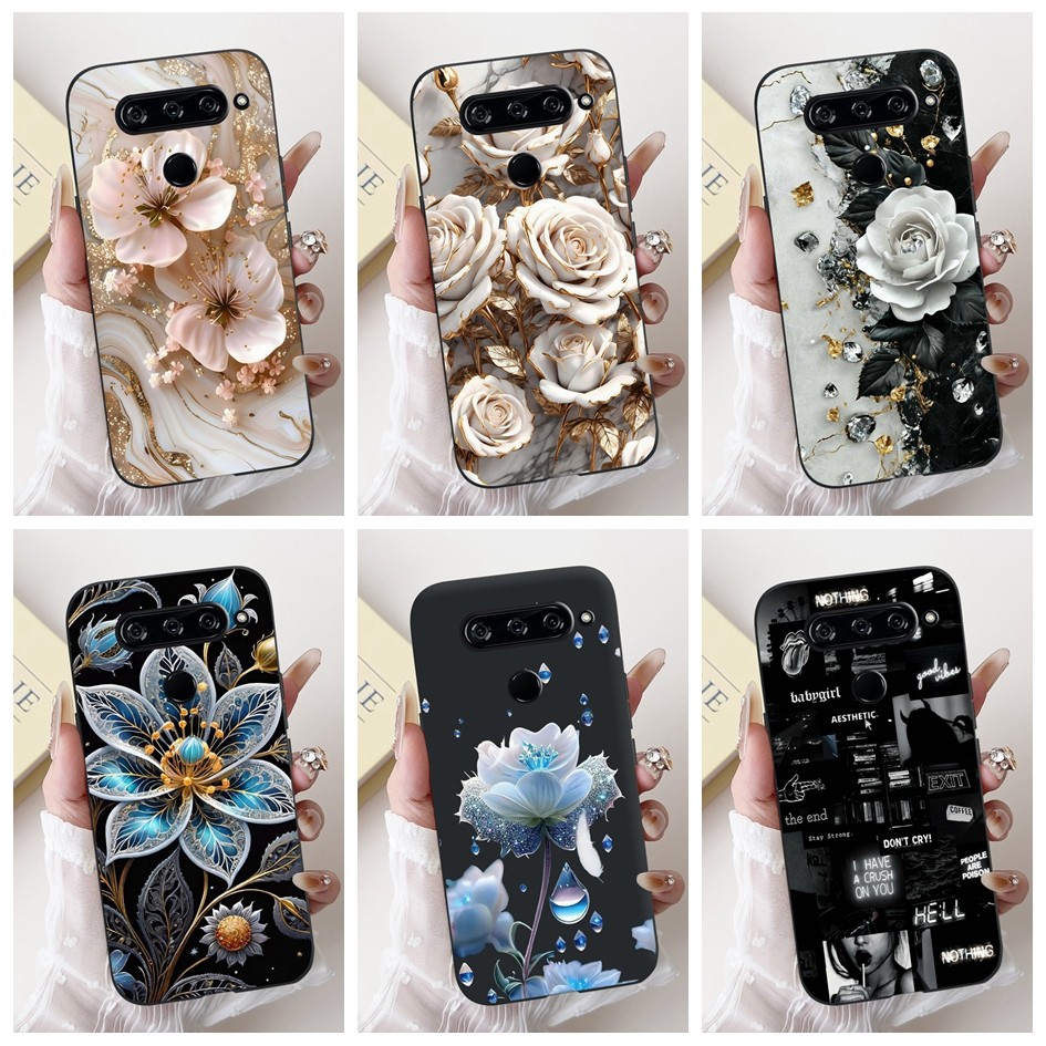 สําหรับ LG V40 ThinQ กรณี V405QA7 V405UA ซิลิโคนใหม่ยอดนิยมดอกไม้ Cherry Soft TPU กันชนสําหรับ LGV40