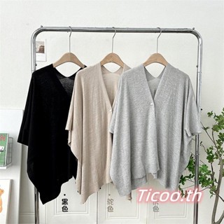 ผ้าคลุมไหล่ถักผู้หญิงที่สง่างาม - ปุ่มสีทึบปิด Stole สายสะพา…