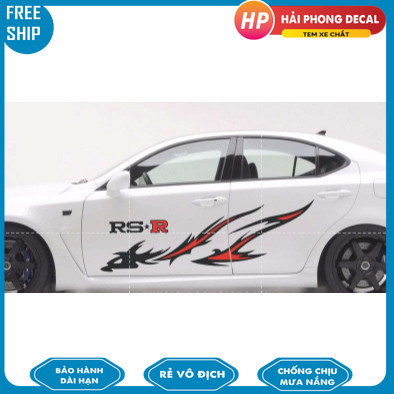 ชุดสติ๊กเกอร์ข้าง RS*R 40x1m7 สําหรับรถยนต์ รถยนต์ รถกระบะ.สล สติ๊กเกอร์ 2 ทั้งสองด้าน