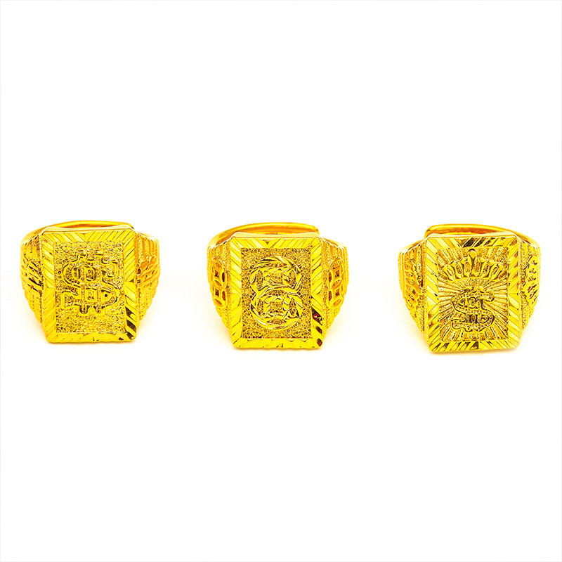 แหวน Kings Gold Gold King - การออกแบบ Crown & Abacus - Luxury Mens Jewelry - ASIXGOLD