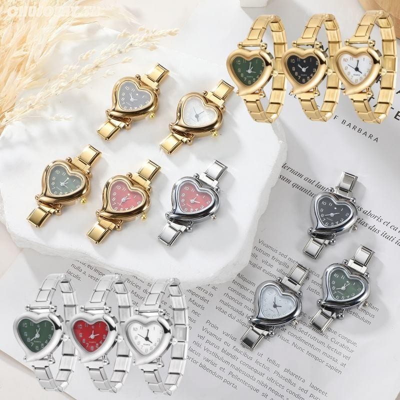⌚นาฬิกาข้อมือหัวใจหัวควอตซ์ Golden ควอตซ์ Diy ใหม่ Sliver เพื่อนที่ดีที่สุดพ่อดอกไม้อิตาเลี่ยน Charm Links Fit 9 มม.สร้อยข้อมือสแตนเลสทําเครื่องประดับ