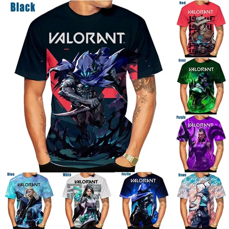 Game Valorant 3D พิมพ์ T เสื้อผู้ชายผู้หญิงเด็กสบายๆแขนสั้นเสื้อยืด Valorant Harajuku แฟชั่น Streetw