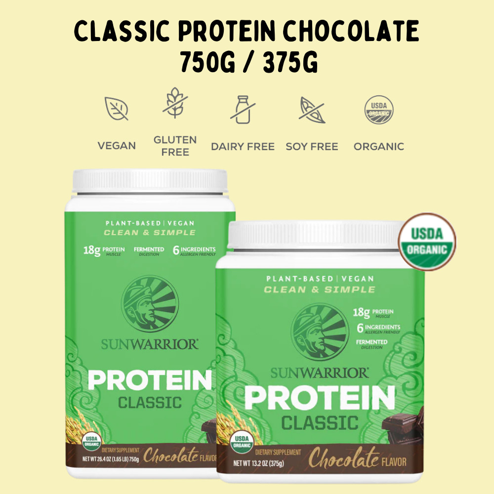 Sunwarrior Classic Plant Based Protein Chocolate | โปรตีนจากพืช สกัดจากข้าวกล้อง