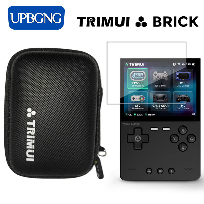 แก้ว + กระเป๋าสําหรับ Trimui Brick ป้องกันหน้าจอกระจกนิรภัยฟิล์ม EVA แบบพกพาสําหรับ Trimui อิฐ TG304