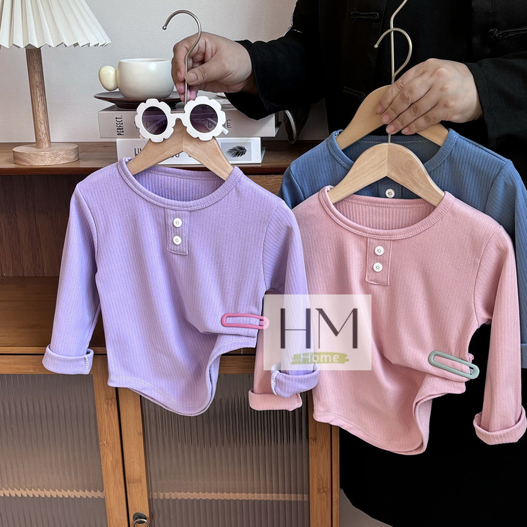 เสื้อแขนยาวเด็ก เสื้อยืดคอกลม สีพื้น  ใส่ได้ทั้งชายและหญิง มี 6 สีให้เลือก