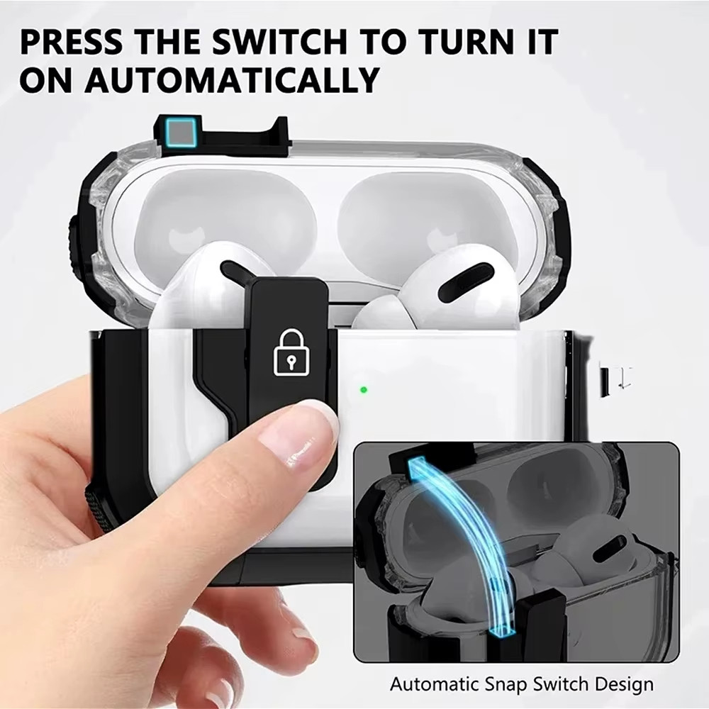 ล็อคความปลอดภัยฝาครอบโปร่งใสสําหรับ airpods 3 กรณี Pro 2 2nd กรณีแม่เหล็กพวงกุญแจ Full Body Protection กันกระแทกชาร์จกรณี ราคา ถูกที่สุด ดีลบีเคเค แกลเลอรีภาพที่ 2
