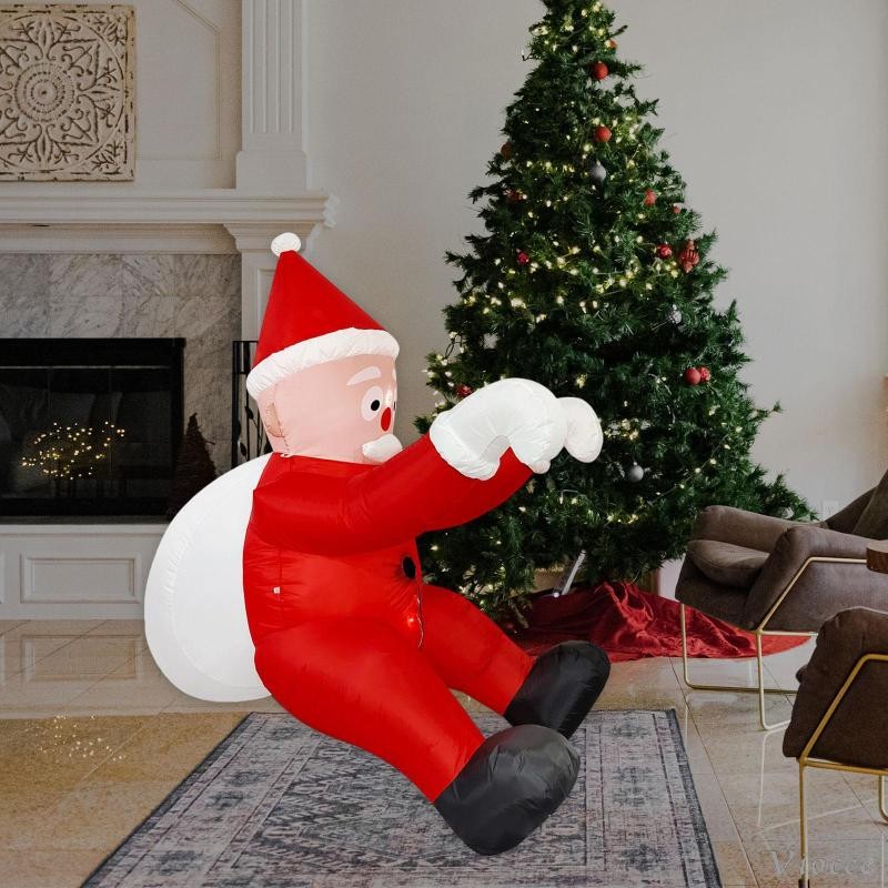 [Viocee] คริสต์มาสพองแขวน Santa ตกแต่งกลางแจ้งตัวเลขพองพร้อมไฟ LED สําหรับวันหยุดปาร์ตี้ลานหลังบ้าน