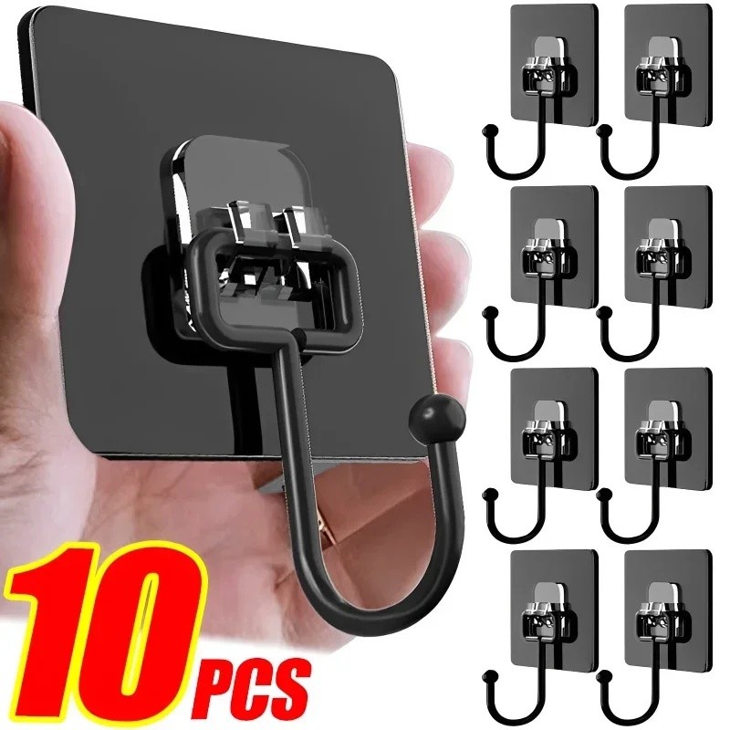 สแตนเลส Strong Self-Adhesive Hooks-มัลติฟังก์ชั่ผ้าเช็ดตัวแขวน-ประตู Key Sundries Storage แขวนผู้ถือ-สําหรับห้องครัวห้องน้ํา