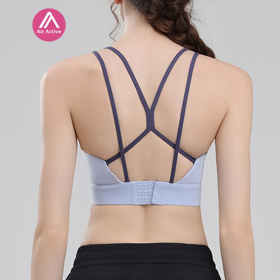 Yoga Sports Bra Fixed Pads Cross Back Back Buckle Good Support